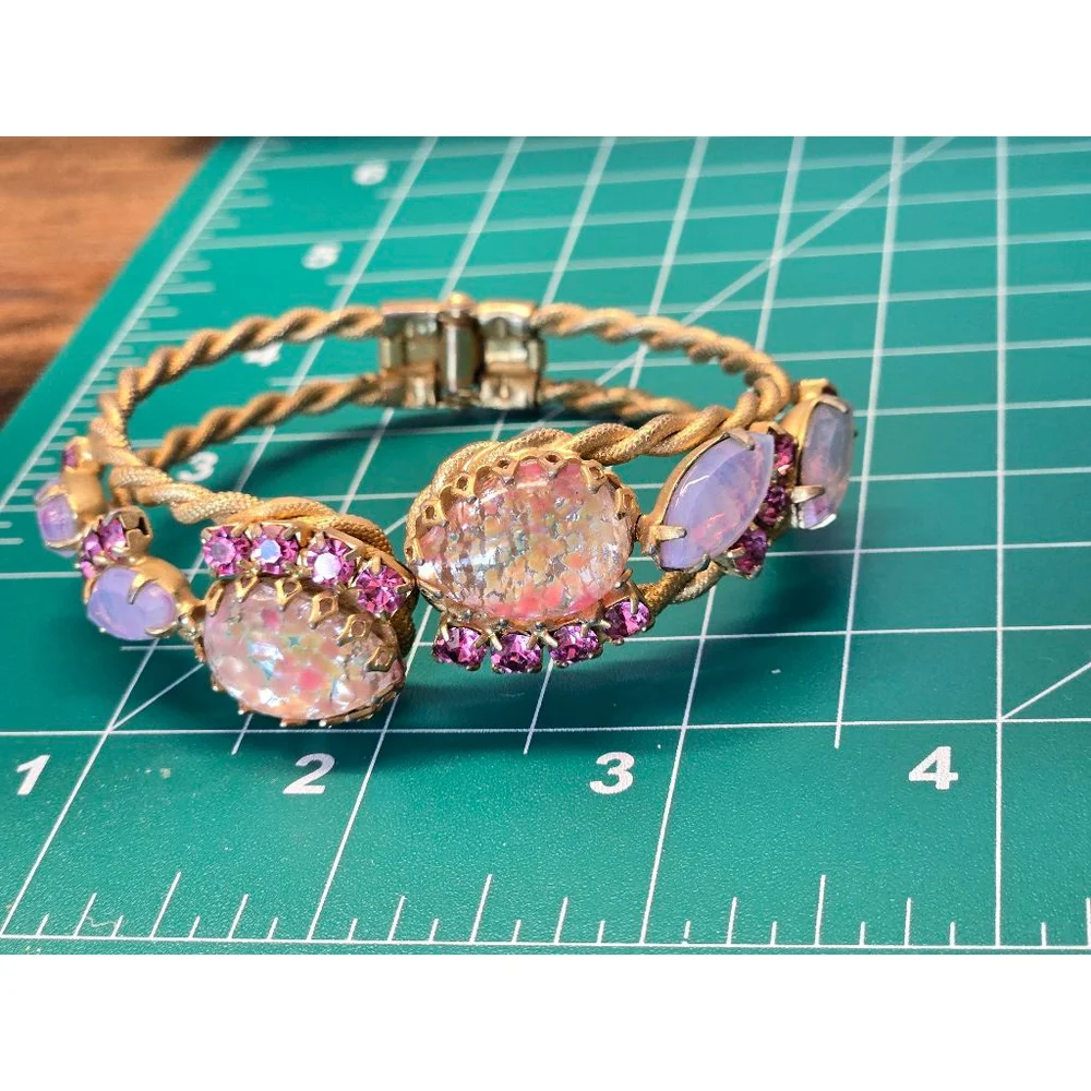 Vintage Women's Unbranded Bracelet, One Size, Gold, Pink and Purple